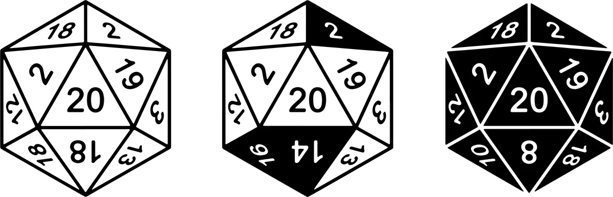 Three twenty-sided dice